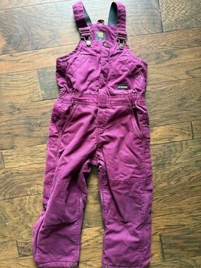 Berne Girls' Softstone Duck Quilt-Lined Insulated Overalls, Plum size Small 7/8